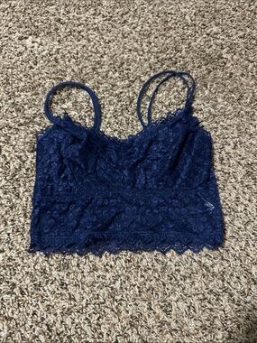 Navy Lace Bralette Crop Top